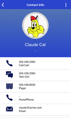 screenshot of contact information page
